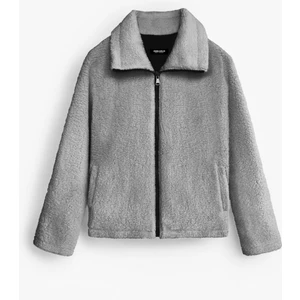 Abluka Online Unisex Oversize Dik Yaka Peluş Ceket Açık Gri