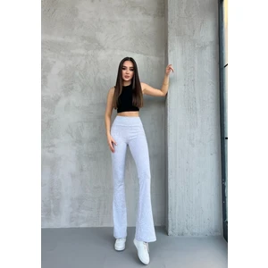 Ozy Fashion Kadın Ispanyol Paça Yüksek Bel,geniş Kemer Penye Tayt PEN39