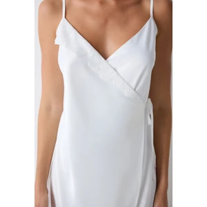 Bridal Aura Saten Kırık Beyaz Elbise Gecelik