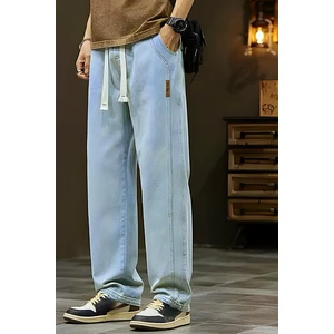 Reax Streetwear Beli Lastikli Ipli Düz Paça Rahat Kesim Erkek Jean Pantolon