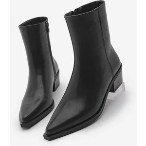 Kadın Sivri Burun Kovboy Kalın Topuk Western Bot Tahis Siyah