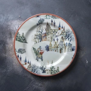 Noel Ev Kış Temalı Tekli Pasta Tabak 20CM