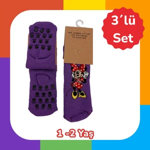 3lü *micky Mouse* Pamuklu Çorab *12-24 Aylık Bebekler Için*