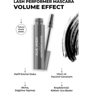 Dolgun Kirpik Etkili Topaklanmayan Kıvrımlar,Ekstra Hacimli Siyah Maskara - Lash Performer Mascara
