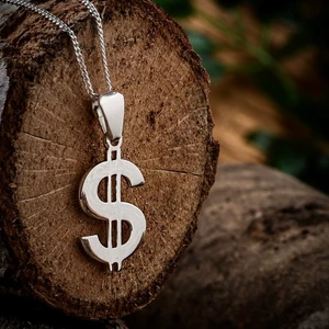 Ebrar Silver Gümüş Dolar Kolye 925 Ayar Gümüş Amerikan Doları Figürlü Taşsız Erkek Kolye $ Kolye