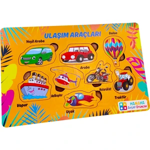 Eğitici Ahşap Oyuncak | Ahşap Ulaşım Araçları Temalı Bul-Tak Puzzle