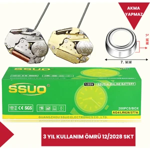 Ssuo 1.55V SR626SW/377 AG4 LR66 Gümüş Oksit Alkalin Kol Saati Pili 3 Yıl Kullanım Ömrü
