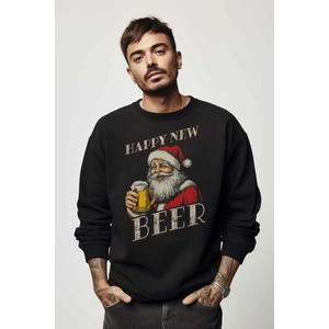 Siyah Sweat Happy New Beer Yeni Yıl Noel Merry Christmas Yılbaşı Sweet Bisiklet Yaka Sweatshirt