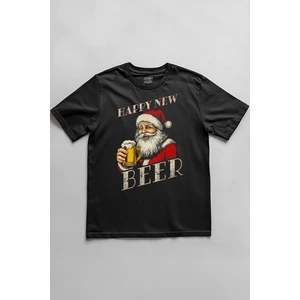 Kendim Seçtim Siyah T-Shirt Happy New Beer Yeni Yıl Noel Merry Christmas Baskılı Tişört