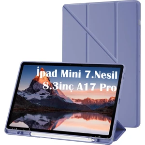 M.tk moveteck Ipad Mini 7 Uyumlu Kılıf Kalem Bölmeli Şarj Yuvalı Katlanabilir Stand Yumuşak Silikon A17 Pro A2993