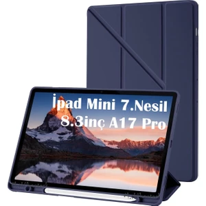 M.tk moveteck Ipad Mini 7 Uyumlu Kılıf Kalem Bölmeli Şarj Yuvalı Katlanabilir Stand Yumuşak Silikon A17 Pro A2993