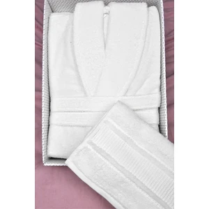 Colourist Şalyaka Bornoz + Baş Havlusu-Beyaz Xl