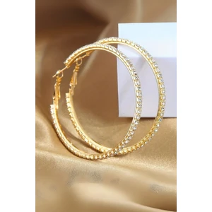 ÇLK Accessories Premium Taşlı Halka Küpe Tamtur Halka Küpe 50 mm