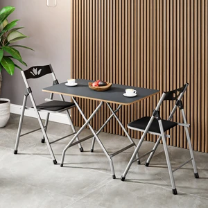 Güzelkan Madeni Eşya 50X80 Füme Katlanır Masa ve 2 Adet Sandalye Seti 1133