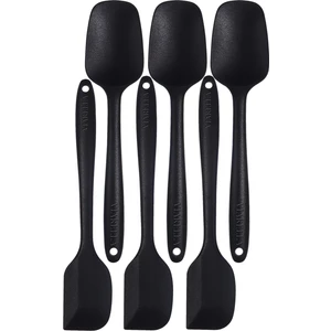 Yanmaz Yapışmaz Silikon Spatula Yassı Kaşık Seti 6lı Siyah 27cm