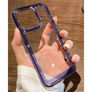 Apple iPhone 11 Için Şeffaf Arkası Sararmaz Sert Mika Yanları Mor Silikon Kılıflar