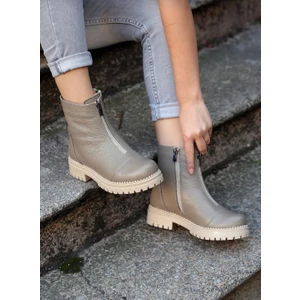 En Cici Moda Island Gerçek Deri Vizon Fermuarlı Kadın Bot