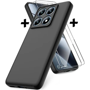M.TK Moveteck Xiaomi Mi 14T Pro Kılıf Kamera Korumalı Yumuşak Renkli Silikon Kapak + 9h Ekran Koruyucu Cam Şeffaf 2in1 Set (1CAM1KILIF)