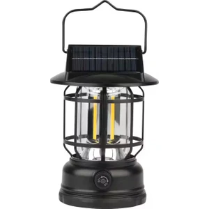 PR-7900 Güneş Enerjili Şarj Edilebilir Kamp Lambası Retro Işığı Ayarlanabilir Işıldak 10W