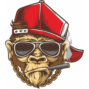 Sticker Usta Şapkalı Maymun Sticker Araba Oto Motosiklet Karavan Sticker 00251