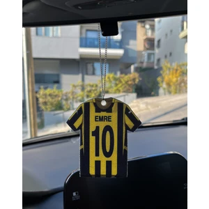 Sarı Lacivert x Araba Dikiz Aynası Süsü Isim ve Numara Yazılı Kişiye Özel Forma Oto Aksesuar