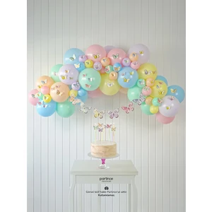 Makaron Kelebek Konseptli Doğum Günü Balon Zinciri Kiti