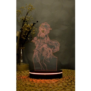 Yubi Design Ganyu , Genshin Impact - 3 Boyutlu Led Lamba 16 Renk Dekoratif Anime Gece Lambası 3d