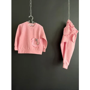 Kız Çocuk Fırfır Cep Eşofman Takımı(2 Ip Şardonlu Kumaş)