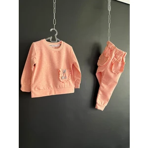 Kız Çocuk Fırfır Cep Eşofman Takımı(2 Ip Şardonlu Kumaş)