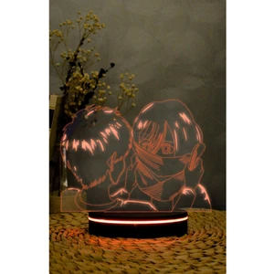 Yubi Design Mikasa, Eren, Attack On Titan - 3 Boyutlu Led Lamba 16 Renk Dekoratif Anime Gece Lambası 3d
