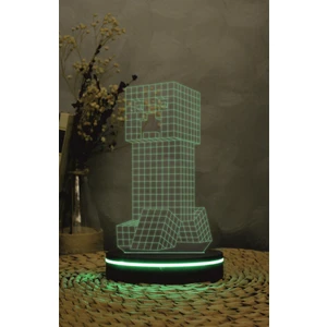 Yubi Design Creeper , Minecraft - 3 Boyutlu Led Lamba 16 Renk Dekoratif Anime Gece Lambası 3d
