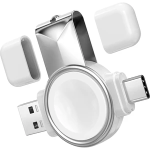 Apple Watch Series 10 42MM / 46 mm 2in1 Type-C&usb Manyetik Şarj Aygıtı AL2730 Beyaz