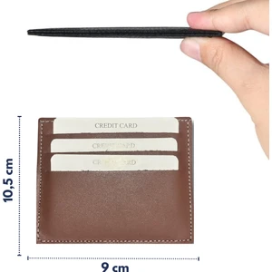 Yefer Store Deri Süper Ince Unisex Para Gözlü Kartlık, 6 Bölmeli Kartvizitlik 1 Adet