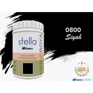 Stella Su Bazlı Saf Akrilik Boya 1 Litre Siyah