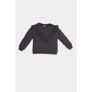 Kız Bebek Bisiklet Yaka İçi Yumuşak Tüylü Sweatshirt D6678A524WN
