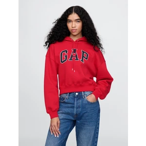 Kadın Kırmızı Vintage Soft Crop Sweatshirt