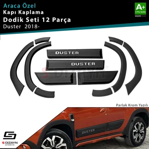 Dacia Duster 2 Kapı Koruma ve Çamurluk Kaplaması Dodik Seti Parlak Krom Yazılı 12 Prç 2018-2023 A+ Kalite