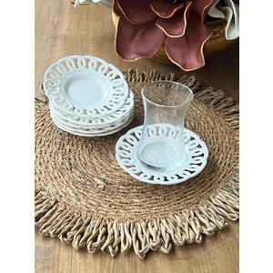 Dantel Motif 6'lı Çay Tabak