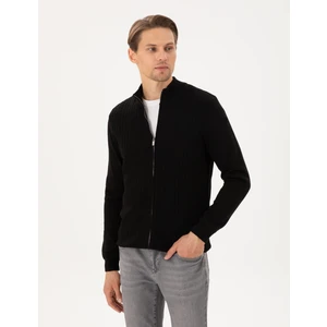 Pierre Cardin Erkek Siyah Slim Fit Fermuarlı Triko Hırka 50300508-VR046