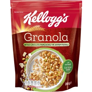 Granola Beyaz Çikolata Parçacıklı ve Antep Fıstıklı 200 G,%46 Yulaf Ezmesi,Lif Kaynağı Kahvaltılık Gevrek