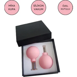 Mika Silikon Vakumlu Yüz Masaj Kupası 2'li Set Pembe Renk