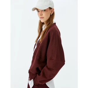 Oversize Fermuarlı Sweatshirt Dikiş Detaylı Bisiklet Yaka