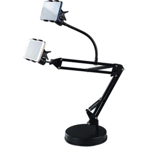 2in1 Katlanabilir 360 Dönebilir Klipsli Masaüstü Esnek Telefon Tutucu + Mikrofon Standı - AL4686