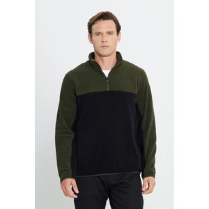 Altınyıldız Classics Erkek Hakı-sıyah Anti-pilling Tüylenme Yapmayan Standart Fit Dik Yaka Içi Polarlı Polar Sweatshirt