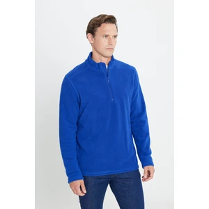 Altınyıldız Classics Erkek Saks Mavi Anti-pilling Tüylenme Yapmayan Isı Koruyan Standart Fit Dik Yaka Polar Sweatshirt