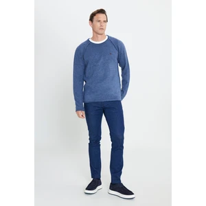 Altınyıldız Classics Erkek Indigo Standart Fit Normal Kesim Bisiklet Yaka Şardonlu Yumuşak Dokulu Triko Kazak