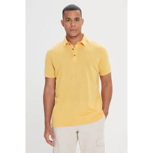 AC&Co / Altınyıldız Classics Erkek Koyu Sarı Slim Fit Dar Kesim Polo Yaka Düz Casual Tişört