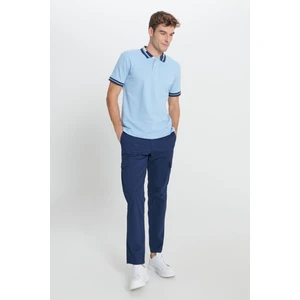 Altınyıldız Classics Erkek Açık Mavi Slim Fit Dar Kesim %100 Pamuk Kıvrılmaz Polo Yaka Tişört