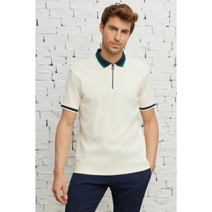 Altınyıldız Classics Erkek Ekru Lacı Regular Fit Rahat Kesim Polo Yaka %100 Pamuk Tişört