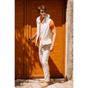 ALTINYILDIZ CLASSICS Erkek Bej Slim Fit Dar Kesim Gofre Desenli Beli Lastikli Esnek Pantolon